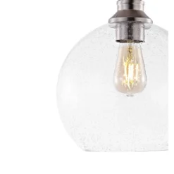 9.75" LED 1-Light Marla Iron/Seeded Glass Pendant Nickel/Clear - JONATHAN Y -Finest Home Decoration GUEST 83d7d038 b5ed 4659 b2da 0c4ac31a5aa4