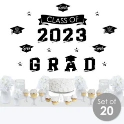 Big Dot Of Happiness Black And White Class Of 2023 Graduation Party Wall Decals Set Of 20