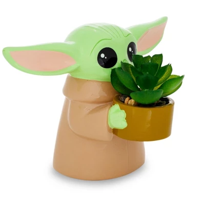 Silver Buffalo Star Wars: The Mandalorian Grogu Ceramic 4 Inch Mini Planter With Artificial Succulent 3 Silver Buffalo Star Wars: The Mandalorian Grogu Ceramic 4 Inch Mini Planter With Artificial Succulent