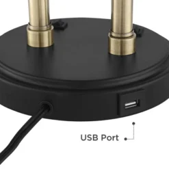 Possini Euro Design Sentry Modern Mid Century Desk Lamp 23" High Black Brass With USB Charging Port LED Adjustable Cone Shade For Bedroom Living Room -Finest Home Decoration GUEST 84aa50d5 b673 4b3a b5f2 3168750c699e