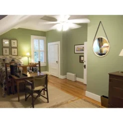 16" Pinewood Farmhouse Round Hanging Wall Mirror With Frame Leather Strap - Infinity Instruments -Finest Home Decoration GUEST 84c4c913 4d77 4ed4 a573 d855e282e592