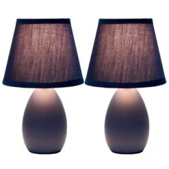 9.45" 2pk Petite Ceramic Oblong Bedside Table Desk Lamps With Matching Tapered Drum Shade Blue - Creekwood Home -Finest Home Decoration GUEST 8550a784 5a26 45a3 9f65 86da506a3e9e