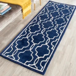 2'3"x9' Runner Jennie Quatrefoil Design Tufted Accent Rug Dark Blue/Ivory - Safavieh -Finest Home Decoration GUEST 85baef87 9e4d 422d 8861 104d5660a25f