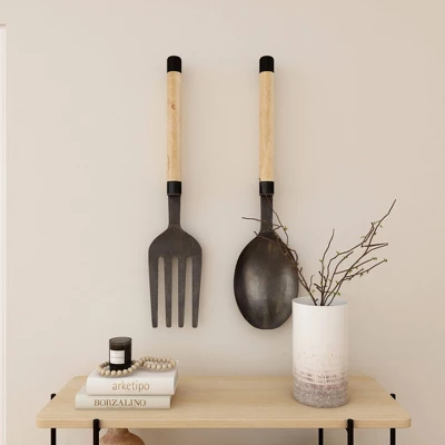 Set Of 2 Aluminum Utensils Spoon And Fork Wall Decors - Olivia & May 15 Set Of 2 Aluminum Utensils Spoon And Fork Wall Decors - Olivia & May - Image 13