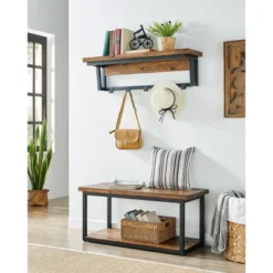 Claremont Rustic Wood Coat Hook With Shelf Dark Brown - Alaterre Furniture 13 Claremont Rustic Wood Coat Hook With Shelf Dark Brown - Alaterre Furniture -Finest Home Decoration GUEST 88eccc16 b51c 463b afa1 5a0543c2d351