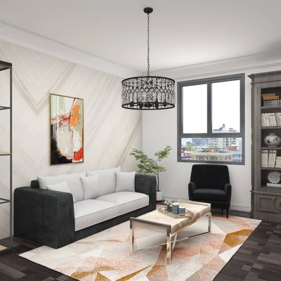 Metal Crystal Embellishments 6 Light Chandelier With Link Style Chain Black - Olivia & May 13 Metal Crystal Embellishments 6 Light Chandelier With Link Style Chain Black - Olivia & May - Image 11