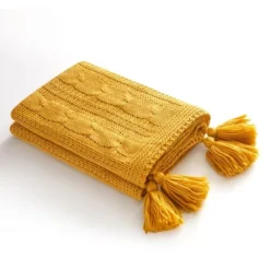 Jorja Knitted Throw Blanket Plush Super Soft Textured Pattern 50in X 60in By Chic Home