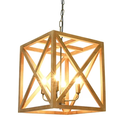Metal/Wood Chandelier Natural Brown - Storied Home 12 Metal/Wood Chandelier Natural Brown - Storied Home - Image 10