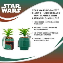 Silver Buffalo Star Wars Boba Fett Helmet 3-Inch Ceramic Mini Planter With Artificial Succulent -Finest Home Decoration GUEST 8d38414d 2dbc 47c0 9be6 4730d480fdb9