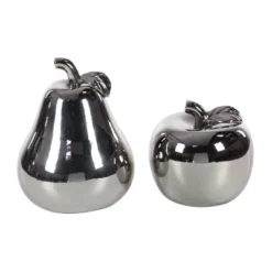 Set Of 2 Modern Chic Dolomite Apple And Pear Sculpture Silver - Olivia & May -Finest Home Decoration GUEST 8d6212c4 a78e 4b22 98ff 171cf1733693