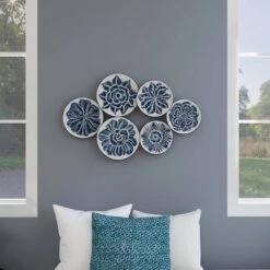 Metal Plate Wall Decor With Embossed Details Blue - Olivia & May -Finest Home Decoration GUEST 8d66eef5 e526 45cf 92ca 7c9763104516