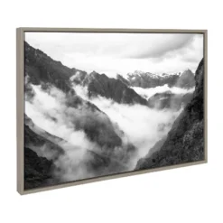 (Set Of 3) 23" X 33" Sylvie Highland Cow Mountains And Inca Trail Framed Canvas Set Gray - Kate & Laurel All Things Decor