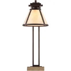Franklin Iron Works Maricopa Rustic Farmhouse Desk Lamp 21 1/4" High Bronze Metal With USB And AC Power Outlet Mica Shade For Bedroom Living Room Home -Finest Home Decoration GUEST 8f2fa31d 0e16 40cf 9cdc 5761b8ff99b8