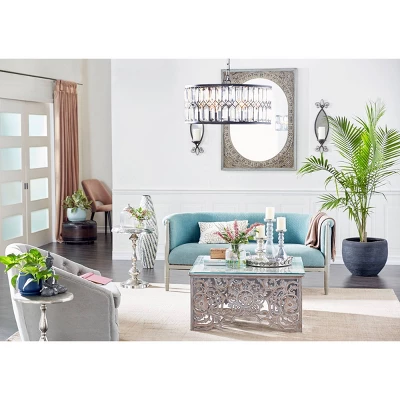 Metal Crystal Embellishments 6 Light Chandelier With Link Style Chain Black - Olivia & May 6 Metal Crystal Embellishments 6 Light Chandelier With Link Style Chain Black - Olivia & May - Image 4