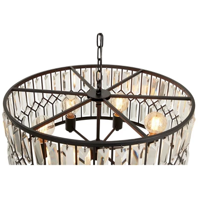 Metal Crystal Embellishments 6 Light Chandelier With Link Style Chain Black - Olivia & May 5 Metal Crystal Embellishments 6 Light Chandelier With Link Style Chain Black - Olivia & May - Image 3