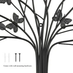 Tree Of Life Butterfly Wall Art - Hand-Painted Decorative Metal Sculpture With 3D Butterflies And Leaves For Rustic And Farmhouse Homes By Lavish Home -Finest Home Decoration GUEST 9014e7cc 620c 49b1 b180 d0739c3630f1