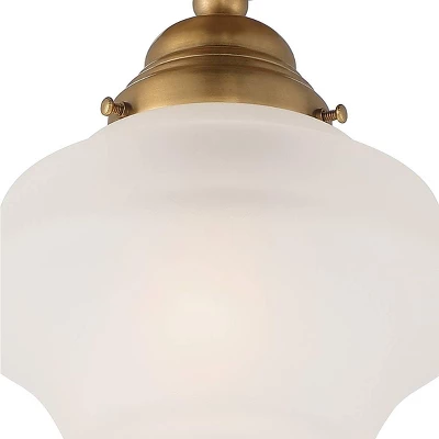 Regency Hill Schoolhouse Floating Modern Farmhouse Ceiling Light Semi Flush Mount Fixture 7" Wide Brass White Glass Shade For Bedroom Living Room Home 4 Regency Hill Schoolhouse Floating Modern Farmhouse Ceiling Light Semi Flush Mount Fixture 7" Wide Brass White Glass Shade For Bedroom Living Room Home - Image 2
