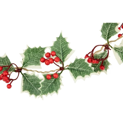 Northlight 3" X 3.25' Pre-Lit Holly And Berry Christmas Garland, Warm White LED Lights 3 Northlight 3" X 3.25' Pre-Lit Holly And Berry Christmas Garland, Warm White LED Lights