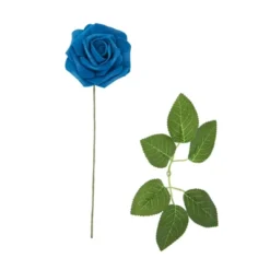Bright Creations 60 Pack Artificial Blue Foam Roses, Faux Fake Flower Heads With Stems & Leaves For Decor & Craft, 136 Piece, 3 In -Finest Home Decoration GUEST 9147e534 3fda 4e62 942b 7abb3b602808