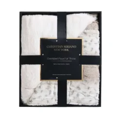 Gift Boxed Reversible Throw Blanket Snow Leopard Natural - Christian Siriano -Finest Home Decoration GUEST 9251438f 902a 4367 be37 af62f207c955