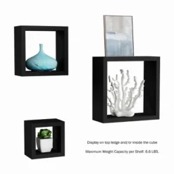 Floating Shelves- Cube Wall Shelf Set With Hidden Brackets, 3 Sizes To Display Decor, Books, Photos, More- Hardware Included By Hastings Home (Black) -Finest Home Decoration GUEST 925bc2be 3192 4a73 aa86 84d4f6820c7d