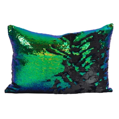 Saro Lifestyle Reversible Sequin Mermaid Poly Filled Throw Pillow 3 Saro Lifestyle Reversible Sequin Mermaid Poly Filled Throw Pillow