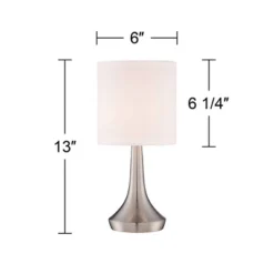 360 Lighting Zofia Modern Accent Table Lamps 13" High Set Of 2 Brushed Nickel Silver Tapered Metal Touch On Off White Fabric Drum Shade For Bedroom -Finest Home Decoration GUEST 929fad2a 77ef 4c9e 9858 c2ef6c731e69
