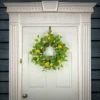 National Tree Company Artificial Spring Wreath, Woven Branch Base, Decorated With Lemons, Flower Blooms, Leafy Greens, Spring Collection, 22 Inches