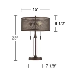 Franklin Iron Works Dayn Industrial Accent Table Lamps Set Of 2 23" High Bronze Metal LED Mesh Shade For Bedroom Living Room Bedside Nightstand Office -Finest Home Decoration GUEST 93220b39 0afb 47f5 8735 5e825ce50ef6