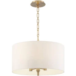 Possini Euro Design Warm Gold Pendant Chandelier 20" Wide Modern White Linen Drum Shade 4-Light Fixture For Dining Room Foyer Kitchen Island Entryway -Finest Home Decoration GUEST 932dc1ea 51d4 4076 8b0c 1f2352184a70