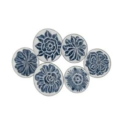 Metal Plate Wall Decor With Embossed Details Blue - Olivia & May -Finest Home Decoration GUEST 939d15c0 0ffe 4205 8a42 8f651d7bbc52