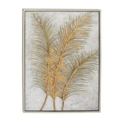 Canvas Leaf Framed Wall Art With Silver Frame Gold - CosmoLiving By Cosmopolitan -Finest Home Decoration GUEST 9464903e 7851 4217 8935 59c565a2c5d3