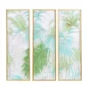 Set Of 3 Glass Leaf Tropical Wall Decors With Gold Frame Green - CosmoLiving By Cosmopolitan