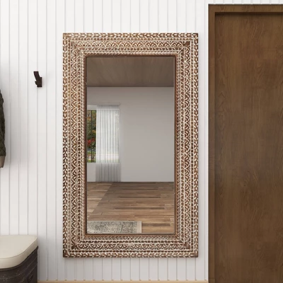 Wood Floral Intricately Carved Wall Mirror Brown - Olivia & May 15 Wood Floral Intricately Carved Wall Mirror Brown - Olivia & May - Image 13