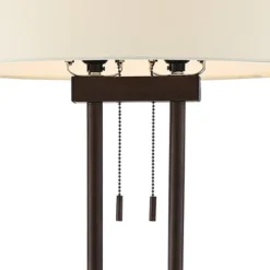 Franklin Iron Works Roscoe Modern Floor Lamp Standing 62" Tall Oil Rubbed Bronze Twin Pole White Drum Shade For Living Room Bedroom Office House Home -Finest Home Decoration GUEST 95c524af 11eb 41de b8a7 b3eef98a7c88