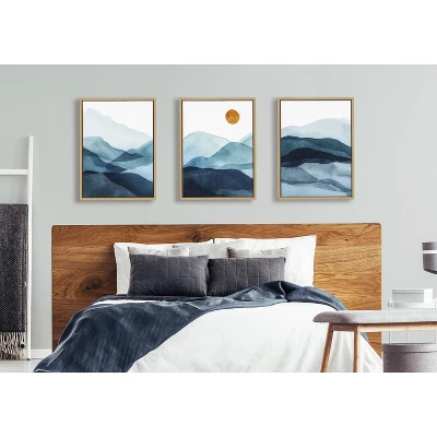 (Set Of 3) 18" X 24" Sylvie Blue Mountain Range Framed Canvas Set Natural - Kate & Laurel All Things Decor 7 (Set Of 3) 18" X 24" Sylvie Blue Mountain Range Framed Canvas Set Natural - Kate & Laurel All Things Decor - Image 5