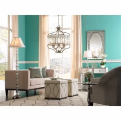 Vienna Full Spectrum Stella Antique Soft Silver Chandelier 22" Wide French Crystal Glass 6-Light Fixture For Dining Room House Foyer Kitchen Island -Finest Home Decoration GUEST 9656b9f1 6769 4991 bd5f 41e9fd1042bc