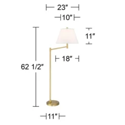 Possini Euro Design Modern Arc Floor Lamp Standing 62 1/2" Tall Warm Gold Offset Arm White Linen Drum Shade For Living Room Reading Family Bedroom -Finest Home Decoration GUEST 9730cedd 2492 4c1e a5b4 7f14b03b2d31