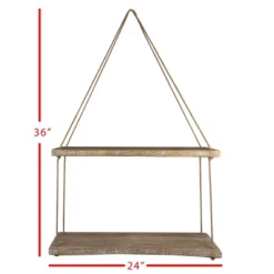 Natural Wood & Jute Distressed Hanging Wall Shelf - Foreside Home & Garden -Finest Home Decoration GUEST 978bc31b 4b37 4357 ac15 448843d48c00