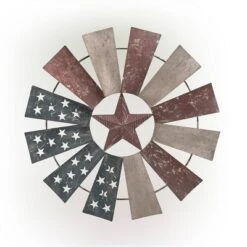 Patriotic Windmill Metal Wall Decor - Alpine Corporation -Finest Home Decoration GUEST 986de893 5d3b 478e 9a20 fe044faa1ffd
