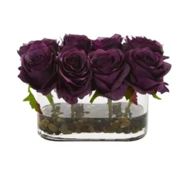 Nearly Natural 5.5-in Blooming Roses In Glass Vase Artificial Arrangement -Finest Home Decoration GUEST 992245e7 1d9f 437c be91 93214e35c82f