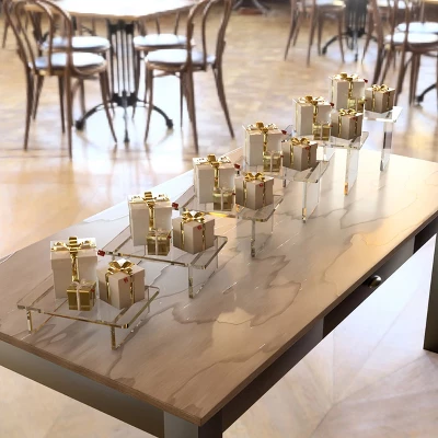 Azar Displays Clear Acrylic 22"W X 10"D X 3"H 1/2" Thick Deluxe Riser W/ Bumpers 8 Azar Displays Clear Acrylic 22"W X 10"D X 3"H 1/2" Thick Deluxe Riser W/ Bumpers - Image 6