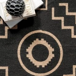 5'x8' Gretel Geometric Motif Jute Tassel Area Rug Black - NuLOOM -Finest Home Decoration GUEST 99c3ff00 d468 4982 9e46 4b68432705d4