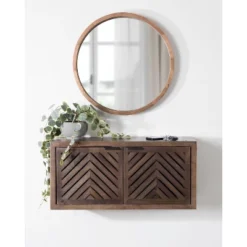 30" X 10" X 14" Mezzeta Decorative Coastal 2 Door Wall Cabinet Natural Wood - Kate & Laurel All Things Decor -Finest Home Decoration GUEST 9a0cf05c 78fa 48c5 8a22 f69a6d0c5e30