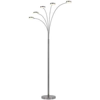 82" 5-Arm Metal LED Arc Floor Lamp (Includes CFL Light Bulb) Brushed Steel - Cal Lighting 4 82" 5-Arm Metal LED Arc Floor Lamp (Includes CFL Light Bulb) Brushed Steel - Cal Lighting - Image 2