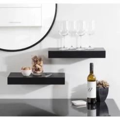 2pc 18" Havlock Wood Shelf Set Black - Kate & Laurel All Things Decor -Finest Home Decoration GUEST 9a21785e d125 4d46 b716 1f907beca330