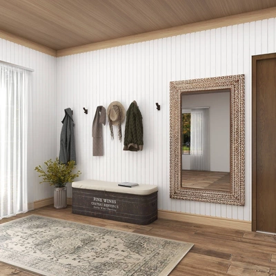 Wood Floral Intricately Carved Wall Mirror Brown - Olivia & May 9 Wood Floral Intricately Carved Wall Mirror Brown - Olivia & May - Image 7