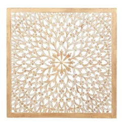 Wood Floral Handmade Intricately Carved Wall Decor With Mandala Design Light Brown - Olivia & May -Finest Home Decoration GUEST 9ab2a482 b3e1 4748 8010 088e48fe123e
