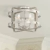 Barnes And Ivy Woodway Modern Farmhouse Ceiling Light Flush Mount Fixture 15 3/4" Wide Brushed Nickel Wood Grain 4-Light For Bedroom Living Room House -Finest Home Decoration GUEST 9b4c2194 834e 460c 9c18 f0bfd131635d