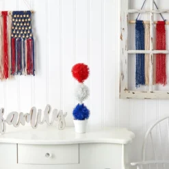 Nearly Natural 18-in Red, White And Blue “Americana” Artificial Topiary Plant With 35 Warm LED Lights -Finest Home Decoration GUEST 9d357584 b9d5 4fea 9812 b93f2e26fbfa